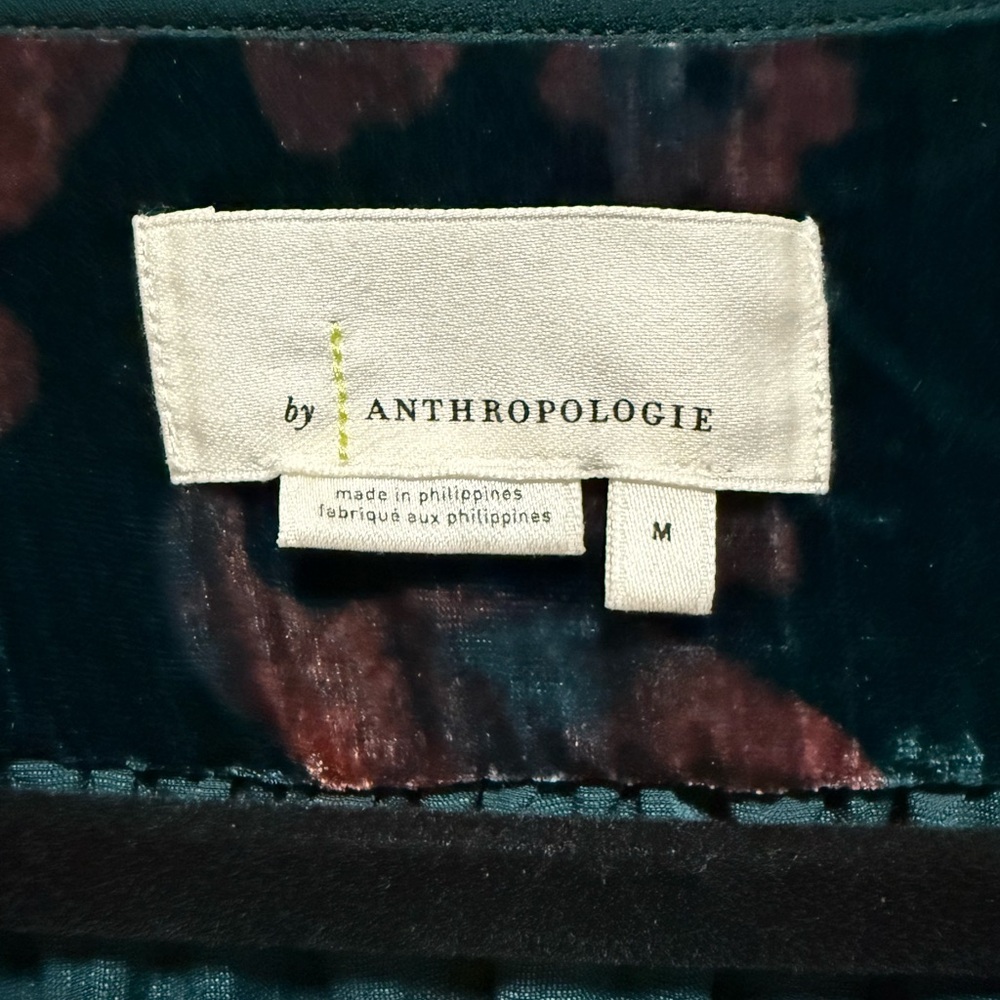 Anthropologie Faustino Velvet Peasant Blouse Old World Elegant Pastoral Floral - Picture 9 of 11
